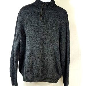 CHAPS Men's Classic Fit Button Mock Neck Sweater